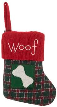 Noel El Sanatları Tatil Minyatür Yeşil ve Kırmızı Hav Köpek Çorabı-6,25 inç x: 5 inç
