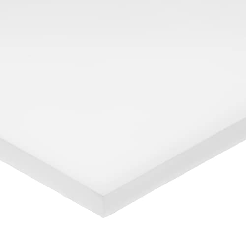 Delrin Asetal Homopolimer Plastik Çubuk, Beyaz, 2 inç Kalınlığında x 6 inç Genişliğinde x 12 inç Uzunluğunda