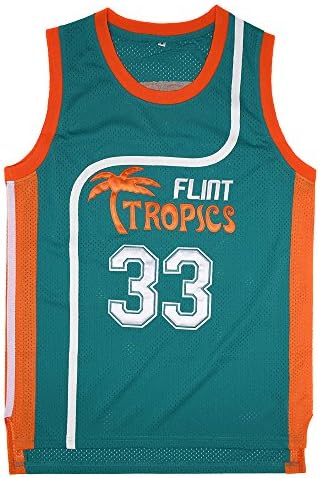 BOROLİN Erkek Basketbol Forması 33 Jackie Ay Flint Tropik 90 s Film Gömlek