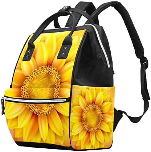 GUEROTKR Seyahat Sırt Çantası, Bebek Bezi Çantası Sırt Çantası, Bebek Bezi Sırt çantası, sarı çiçek ayçiçeği deseni