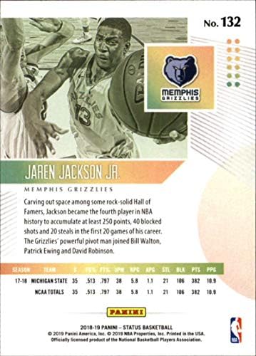 2018-19 Panini Durumu 132 Jaren Jackson Jr. RC Çaylak Memphis Grizzlies NBA Basketbol Ticaret Kartı