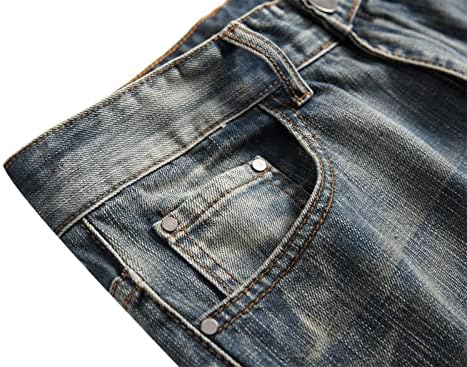 Erkekler ıçin yırtık Kot Sıkıntılı Tahrip Düzenli Fit Denim Pantolon Düz Bacak Yıkanmış Hip Hop Jean ıle Delik