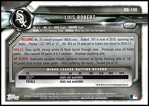 2018 Bowman Taslak Beyzbol BD-188 Luis Robert Chicago White Sox Topps Şirketi tarafından üretilen Resmi MLB Ticaret