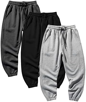 GORGLİTTER erkek 3 Paket Atletik Joggers Rahat Eğimli Cep Sweatpants egzersiz pantolonları