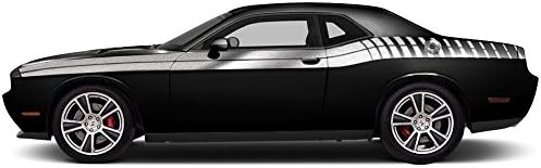 Fabrika El Sanatları Degrade Şerit Grafik Seti 3M Vinil Çıkartması Wrap ile Uyumlu Dodge Challenger 2011-2018-Gümüş