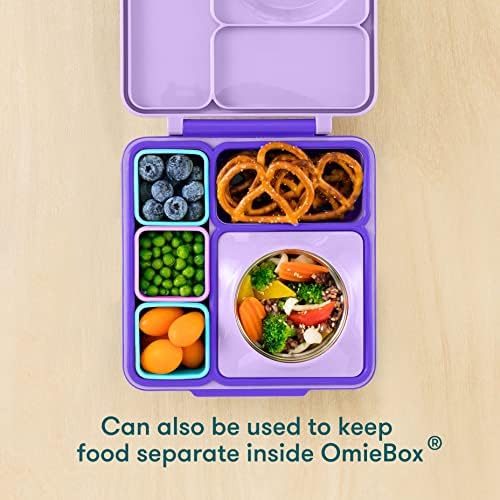 Çocuklar için OmieBox Bento Kutusu + OmieBox (2'li paket) Sızdırmaz Daldırma Kapları, Salata Sosu Kabı + OmieBox Çocuk