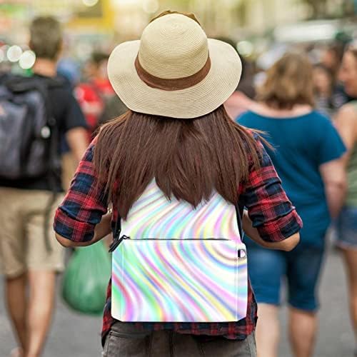 TBOUOBT Deri seyahat sırt çantası Hafif Dizüstü Rahat Sırt Çantası Kadın Erkek, Soyut gökkuşağı sanat renkli