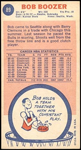 1969 Topps 89 Bob Boozer Seattle Supersonics (Basketbol Kartı) ESKİ/MT Supersonics Kansas St
