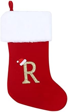 Monogram Noel Çorap Çorap Klasik Kişiselleştirilmiş Çorap Dekorasyon için Aile Tatil Sezonu Karakter Alfabe Noel Çorap