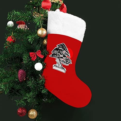 Bonsai Ağacı Noel Çorap Kırmızı Kadife Beyaz Şeker Çanta Noel Süslemeleri ve Aile Parti Aksesuarı