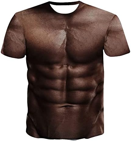 Komik erkek t-shirtleri Kısa Kollu Yuvarlak Boyun Tees 3D Kas Baskılı Çirkin Yaz Bluz Casual Streetwear Hip Hop Gömlek