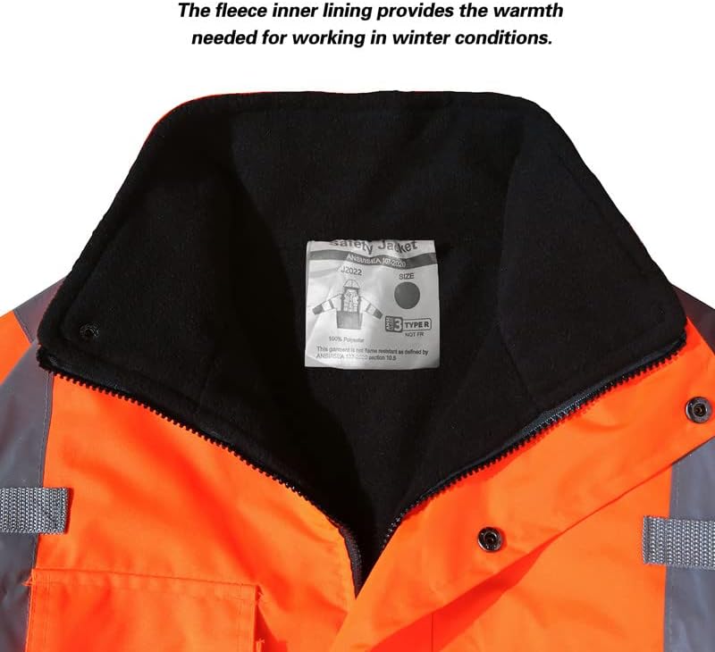 DPSAFETY güvenlik ceketi, Yansıtıcı yüksek Görünürlüklü Kapüşonlu ceket, Cepli ve Fermuarlı Hi-Vis Bomber Ceket