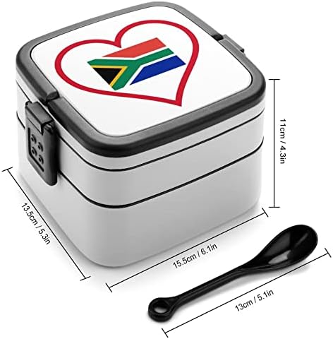 Aşk South_Africa Kırmızı Kalp Çift Katmanlı Bento Kutusu Yemek Kapları Kolu ile Taşınabilir Ofis İşleri için