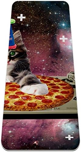 Kedi Yıldız Gökyüzü Pizza Premium Kalın Yoga Mat Çevre Dostu Kauçuk Sağlık ve Fitness Kaymaz Mat Her Türlü Egzersiz