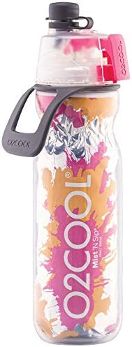 O2COOL ArcticSqueeze Yalıtımlı Mist ' N Sip sıkılabilir şişe 20 oz., Turuncu / Ahududu Sıçraması