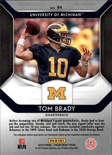 2019 Prizm Taslak Seçtikleri Futbol 94 Tom Brady Michigan Wolverines Panini'den Resmi NCAA Ticaret Kartı