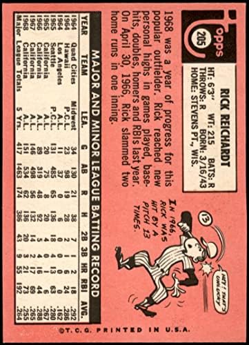 1969 Topps 205 Rick Reichardt Los Angeles Melekleri (Beyzbol Kartı) NM Melekleri