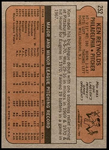 1972 Topps 252 Ken Reynolds Philadelphia Phillies (Beyzbol Kartı) NM / MT + Phillies