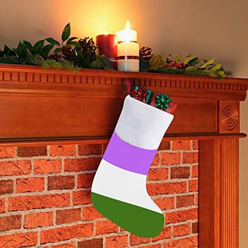 Genderqueer Gurur Bayrağı LGBT Noel Çorap Çorap Noel Ağacı Santa Süsler Asılı Süslemeleri Şömine için Tatil 16.5