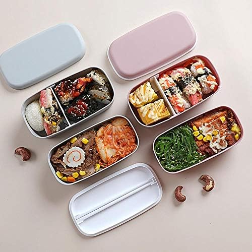 2 Katmanlı Bento Kutusu Çift katmanlı Çocuk yemek kabı Gıda Buzdolabı Taze tutma Kutusu Kahvaltı Cafe Mikrodalga Fırın