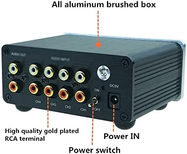 ZLXDP Ses Sinyali Switcher 4 Giriş 1 Out HiFi Stereo RCA anahtar ayırıcı Seçici Kutusu (Siyah)