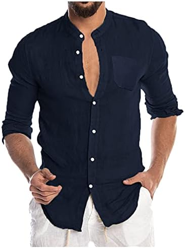 XXBR Pamuk Keten Casual Gömlek Mens, 2021 Sonbahar erkek Düğmeli Uzun Kollu Üstleri yazlık gömlek Ön Cepli