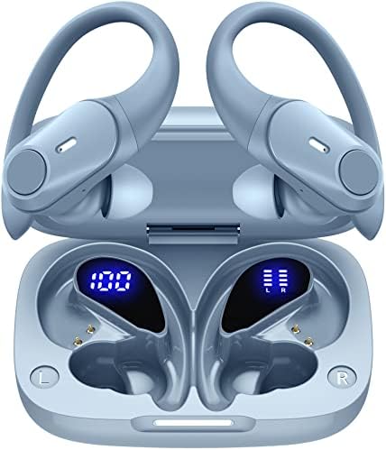 GOLREX Bluetooth Kulaklıklar Kablosuz Kulaklık 36Hrs Çalma Süresi Kablosuz Şarj Kılıf Dijital LED Ekran Kulak Kancası