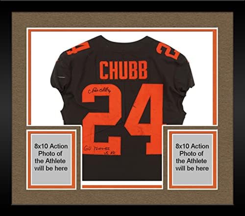 Çerçeveli Nick Chubb Cleveland Browns İmzalı Oyun Kullanılmış 24 Kahverengi Forma vs. New Orleans Saints 24 Aralık