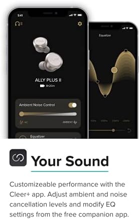 Cleer Audio Ally Plus II Gerçek Kablosuz Gürültü Önleyici Kulaklıklar, Uzun Ömürlü 33 Saat Pil, En iyi Bluetooth Kulaklıklar,