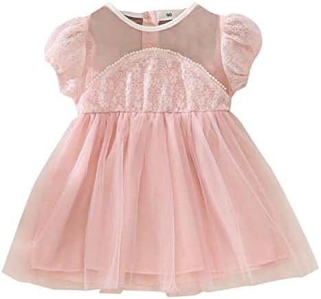 KAGAYD Yenidoğan Kız Elbise Toddler Kız Kısa Kollu Dantel Tül Prenses Elbise Dans Parti Elbiseler Kızlar için Giysi