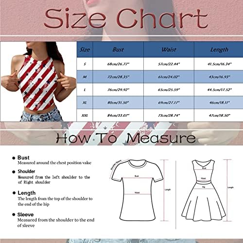 4th Temmuz Kırpma Üst Kadınlar için Rahat Yaz Seksi Kolsuz Cami T-Shirt ABD Bayrağı Yıldız Çizgili Gömlek Kırpılmış
