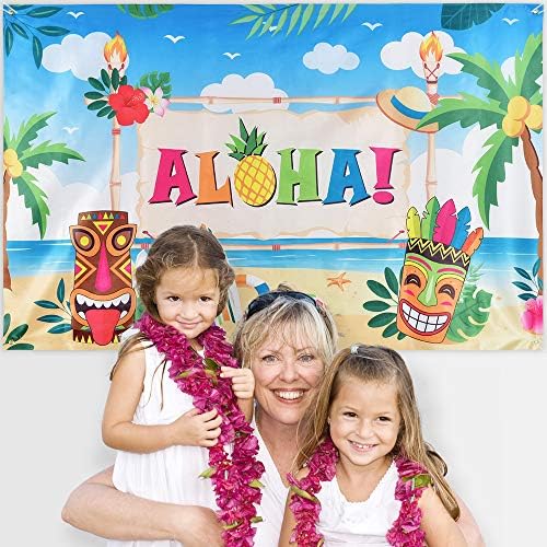 WERNNSAI Yaz Luau Parti Dekorasyon 73” x 43 - Tropikal Hawaii Temalı Parti Malzemeleri Aloha fotoğraf arka fonu Büyük