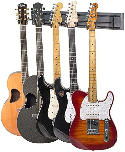 Dize Salıncak 5 Gitar Rafı Alüminyum Slatwall raylı Sistem 5 Elektrikli veya Akustik Askı ve 1 Raylı Gümüş Damar Dokulu