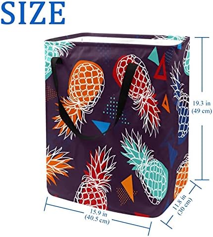 Renkli Ananas Desen çamaşır sepeti Büyük Bez Organizatör Çantası Sepeti Katlanabilir çamaşır sepeti Kolları ile