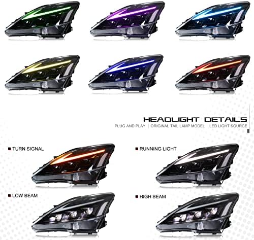 ınginuity zaman LED RGB Facelift Farlar Lexus IS250 IS350 ISF 2006-2013 Başlangıç Animasyonu Sıralı 2is Ön Lambalar