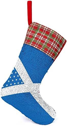 Iskoçya ABD Bayrağı Mix Pullu Noel Çorap Parlak Duvar askı süsleri Dekorasyon Noel Ağacı Tatil Partisi için