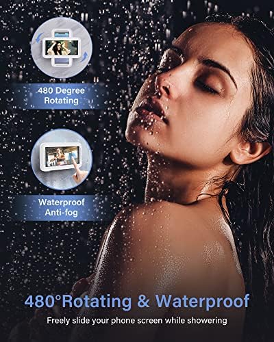 Duş Telefon Tutucu Su Geçirmez 480 Derece Rotasyon Dokunmatik Ekran Duş Telefon Standı Banyo Duvar Mutfak Aynası Montaj