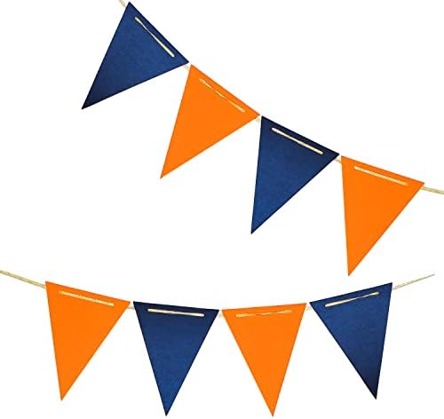 Mavi ve Turuncu flama afiş, turuncu ve mavi Vintage çift taraflı üçgen Bayrak, parti dekorasyon için, 30 adet üçgen