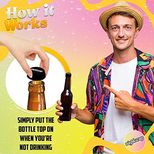 NightCap, içeceğin Sıçramasını Önler-Cam Bira Şişesi Üstlerine, Şarap Şişelerine ve Plastik Soda Şişelerine Uyacak